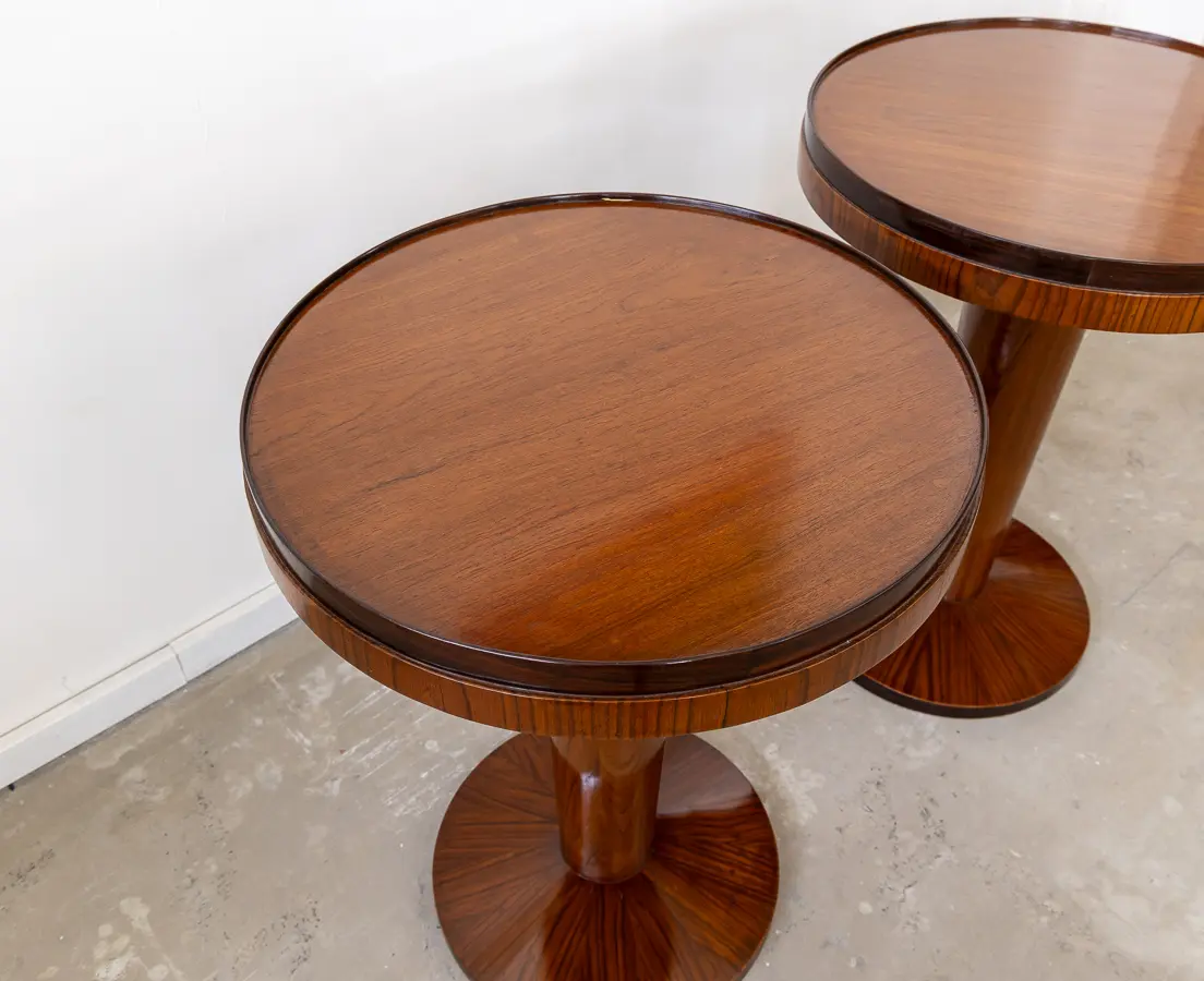 Teakwood Art Deco Pair of Side Tables