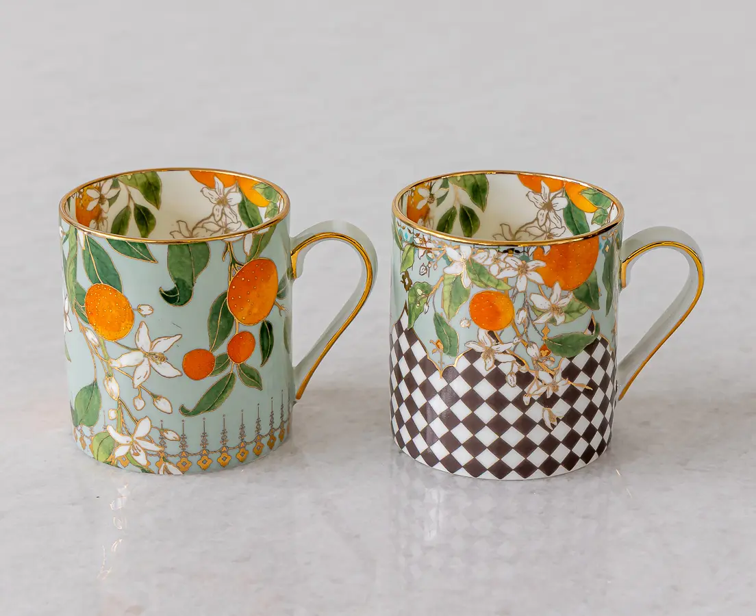Tangerine Mugs Set of 2