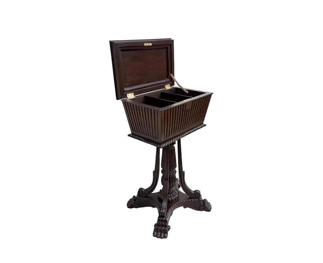 Rosewood Teapoy Caddy on Stand