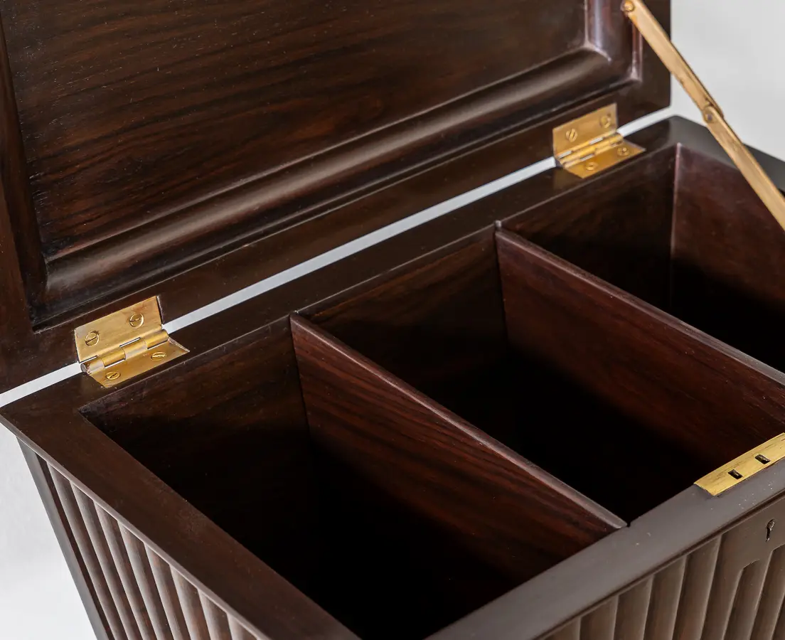 Rosewood teapoy sunburst design