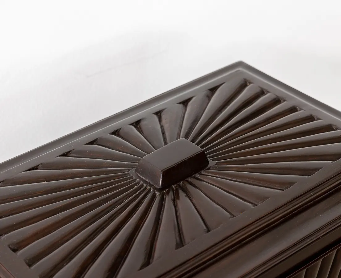 Rosewood teapoy sunburst design