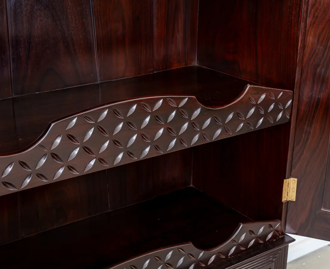 Portuguese Rosewood Cupboard with Carved DoorsPortuguese Rosewood Cupboard with Carved Doors