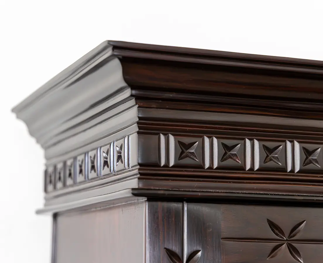 Portuguese Rosewood Cupboard with Carved DoorsPortuguese Rosewood Cupboard with Carved Doors