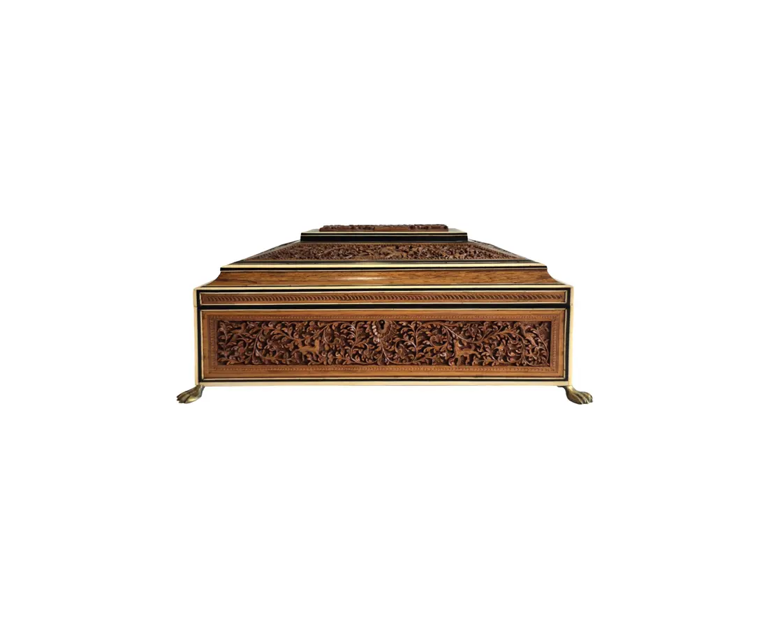 Cedarwood, Ebony Dressing Box on Brass Feet