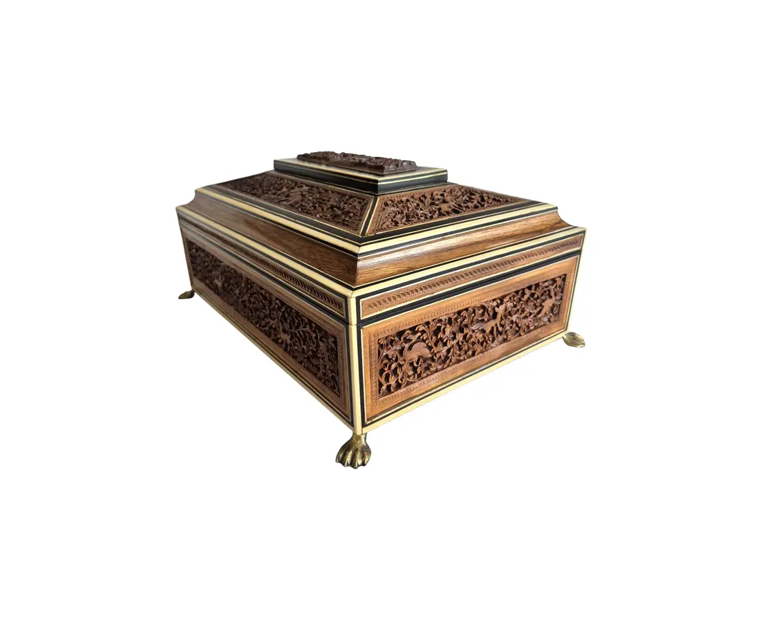 Cedarwood, Ebony Dressing Box on Brass Feet