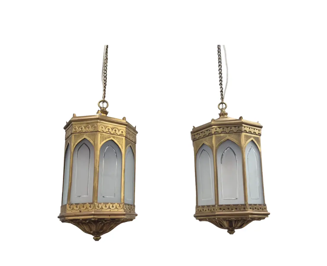 Pair of Brass Hanging Lamps