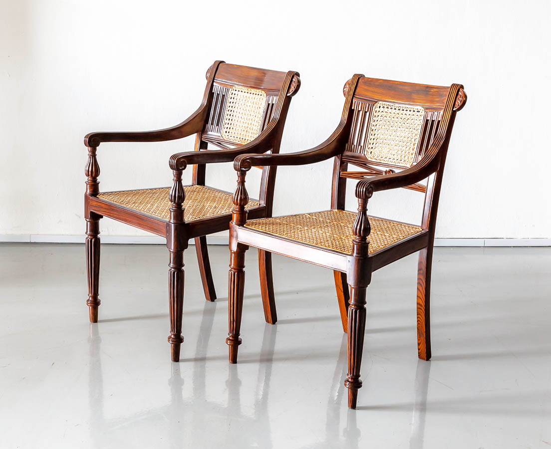 Colonial Style Rosewood Armchair The Past Perfect Collection   Pair Of British Colonial Rosewood Arm Chairs The Past Perfect Collection Singapore CHA 264 1L 