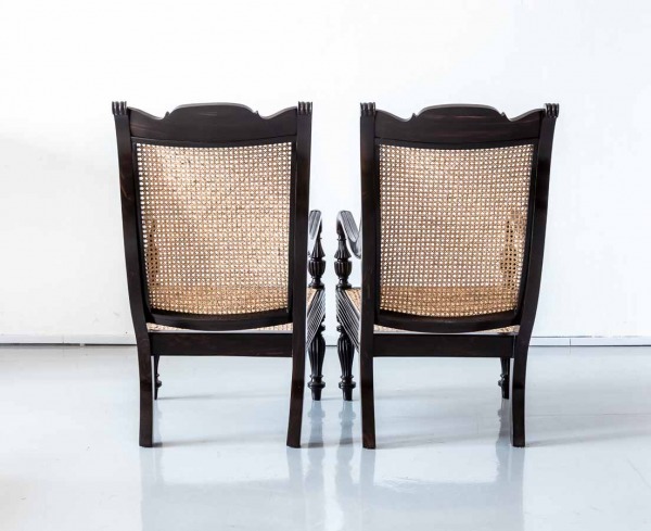 British Colonial Ebony Library Chairs - The Past Perfect Collection