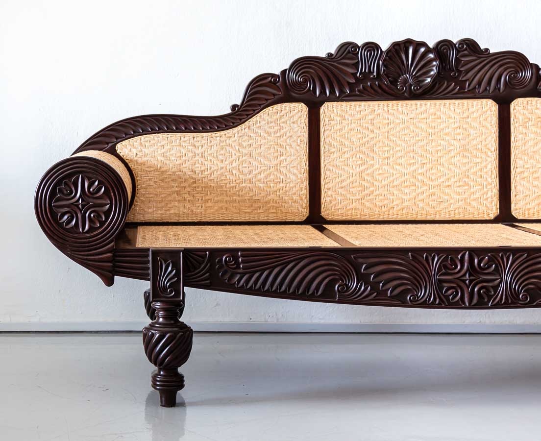 Antique British Colonial Rosewood Sofa - The Past Perfect Collection