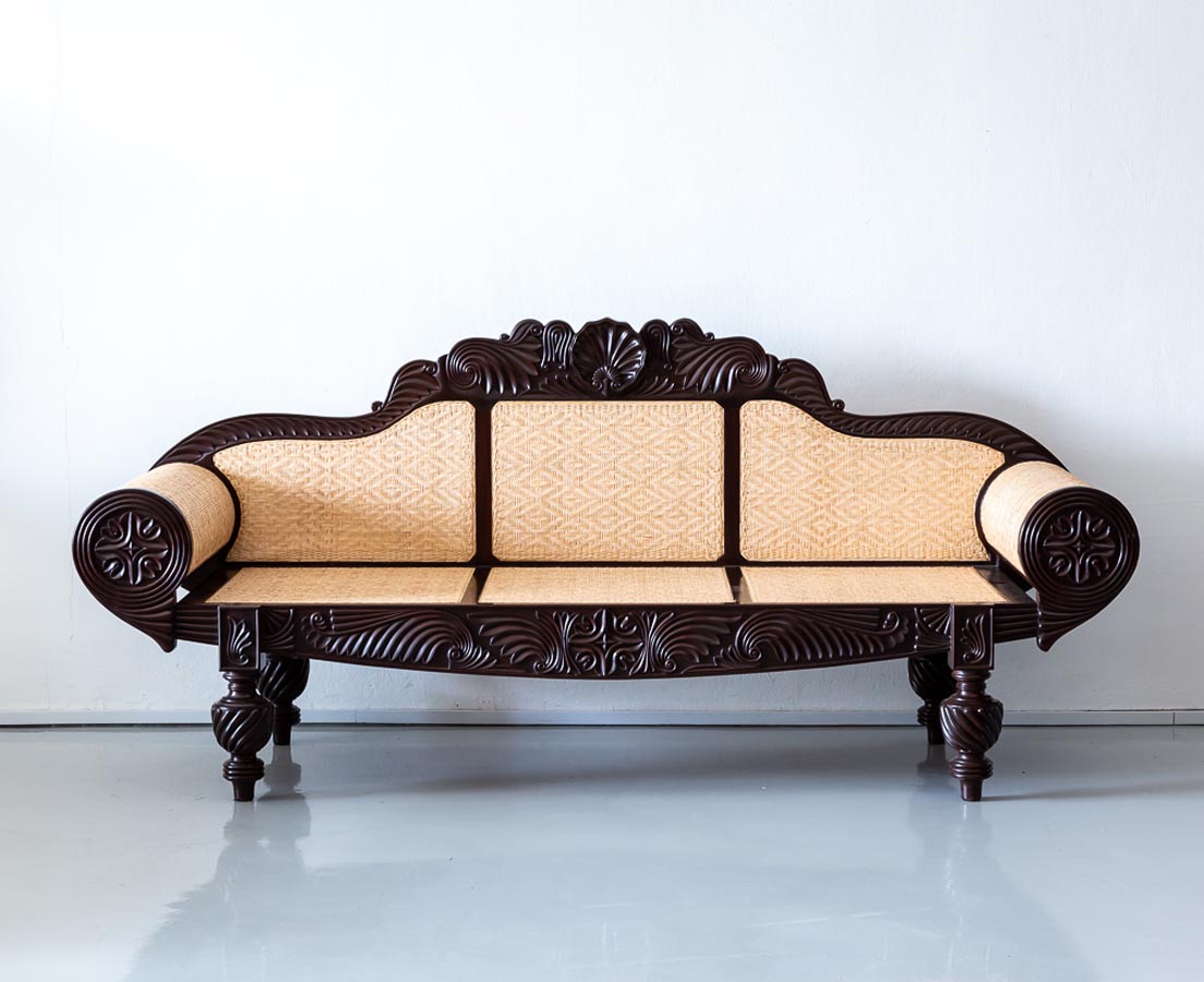 Antique British Colonial Rosewood Sofa - The Past Perfect Collection