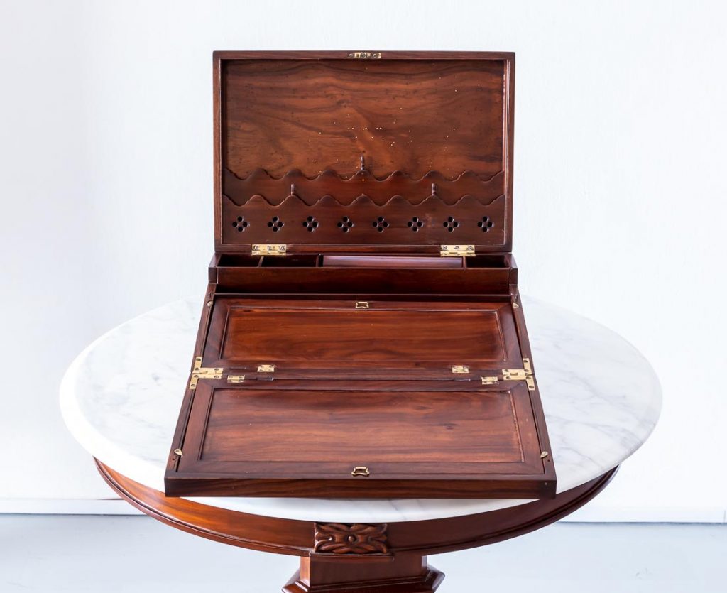 Colonial Text Box British Colonial Triple Opening Writing Box Inlaid with Brass - The ...