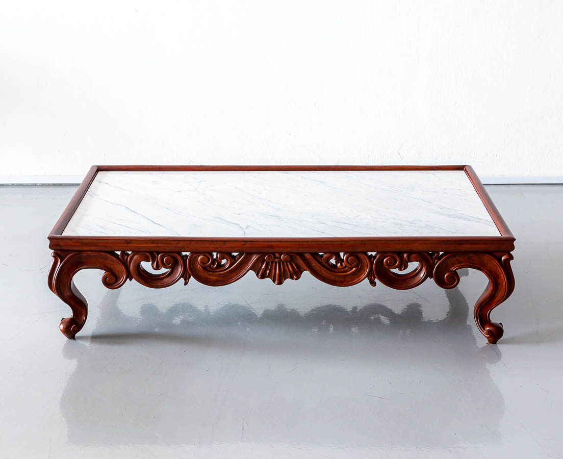 Antique British Colonial Coffee Table with Marble Top ...