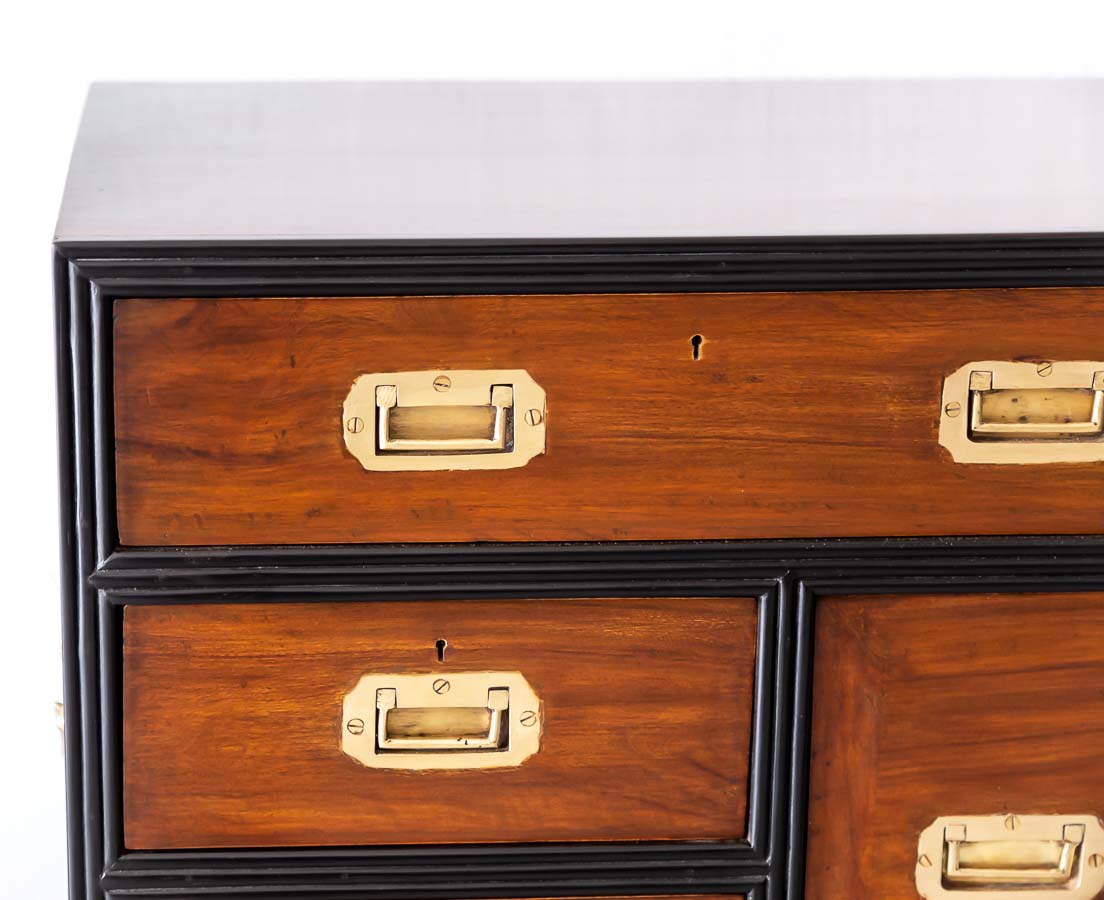 Antique British Colonial Campaign Chest of Drawers.