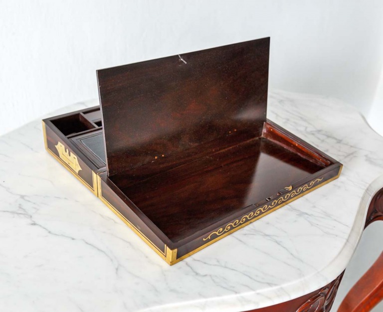 British Colonial Brass Inlaid Writing Box - The Past Perfect Collection