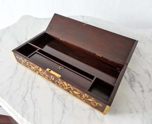British Colonial Brass Inlaid Writing Box - The Past Perfect Collection