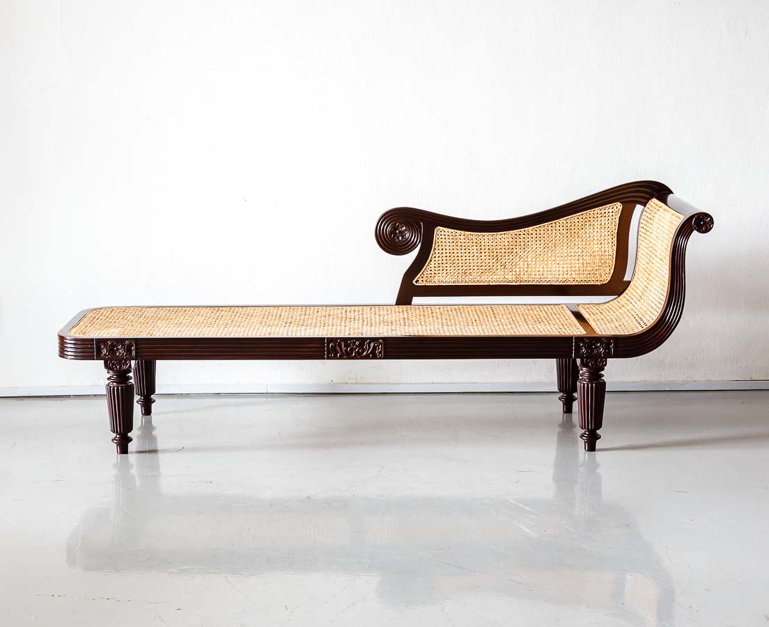 British Colonial Rosewood Chaise Longue The Past Perfect Collection