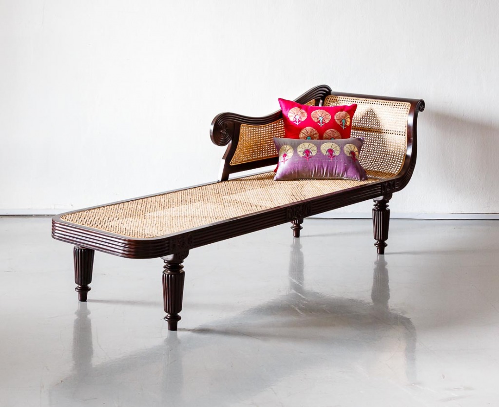 British Colonial Rosewood Chaise Longue The Past Perfect Collection