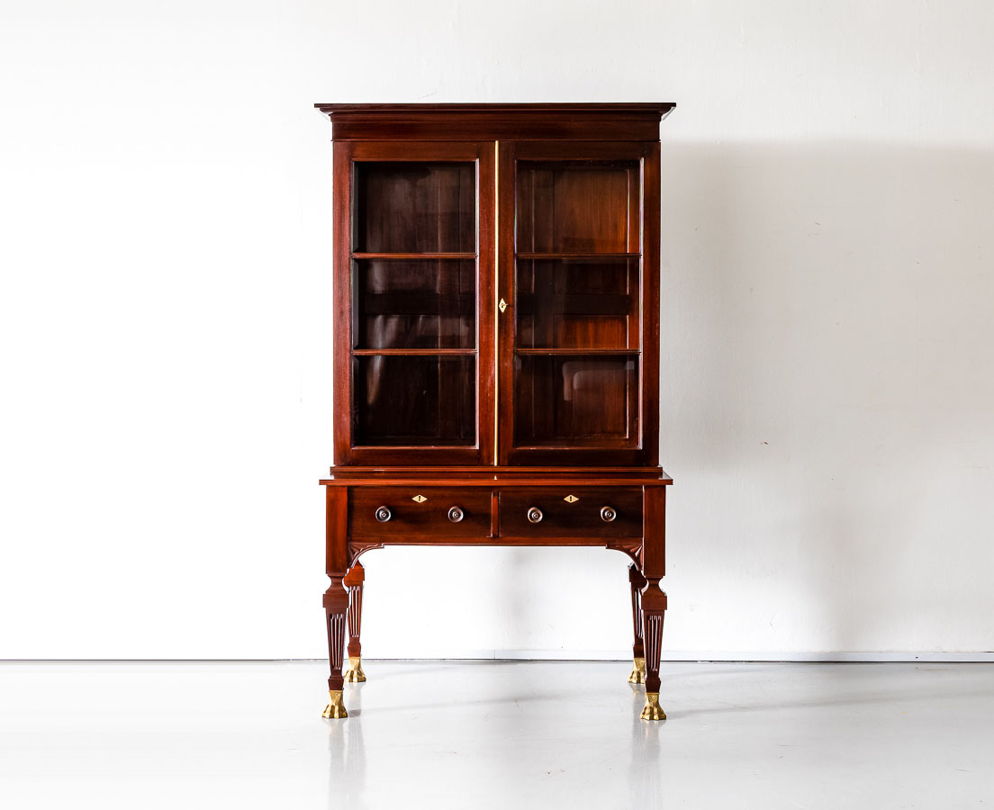 British Colonial Mahogany Glass Front on Stand The Past