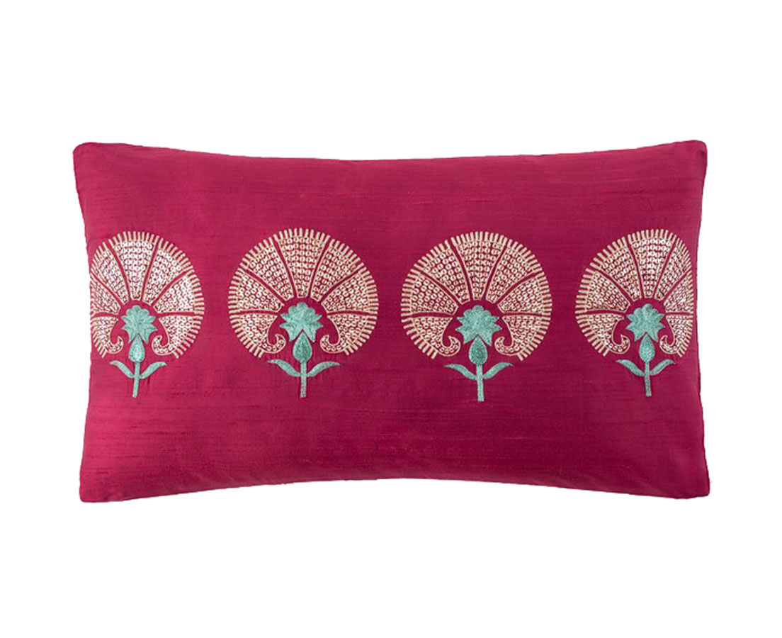 Omar Silk (Cerise) small Good Earth Cushion The Past Perfect Collection
