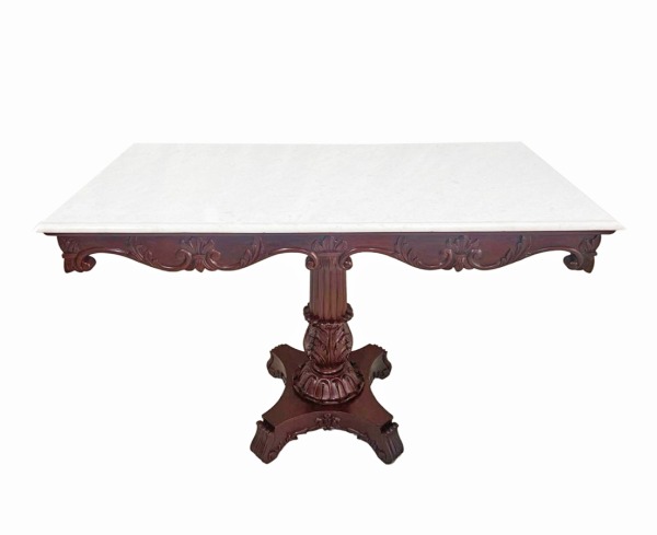 British Colonial Mahogany Marble Console Table - The Past Perfect ...
