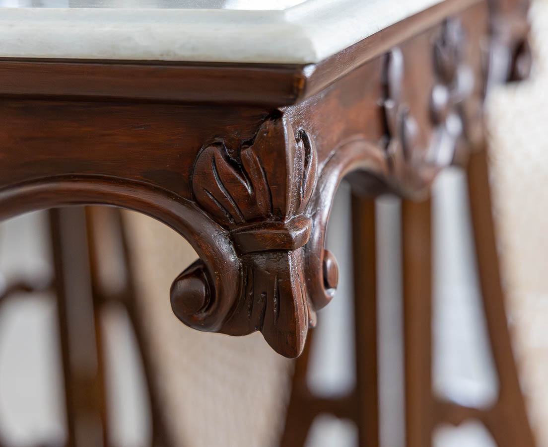 British Colonial Mahogany Marble Console Table - The Past Perfect ...