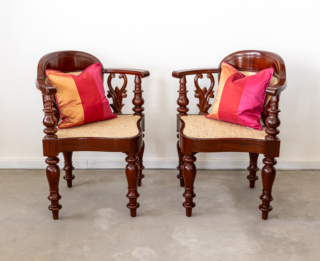British Colonial Mahogany Corner Chairs - The Past Perfect Collection
